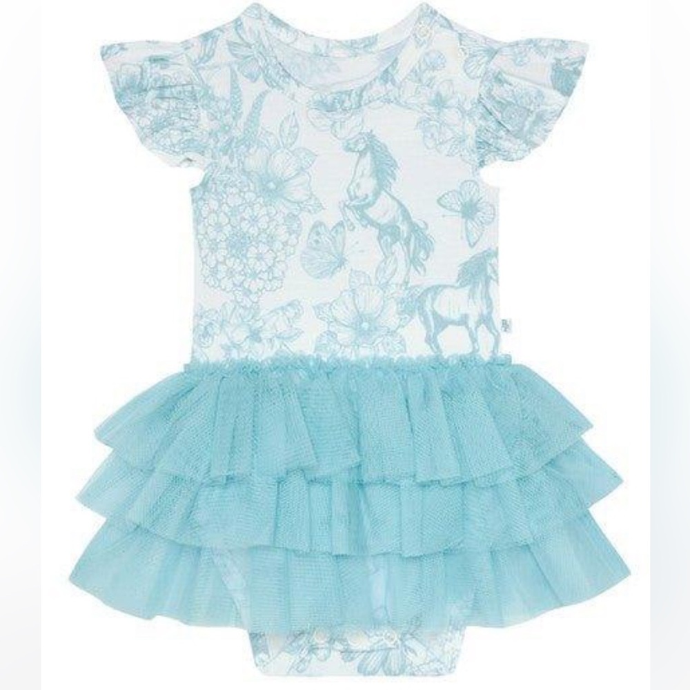 Posh Peanut Bamboo Ruffled Cap Sleeve Tulle Skirt Bodysuit Charlotte Anne